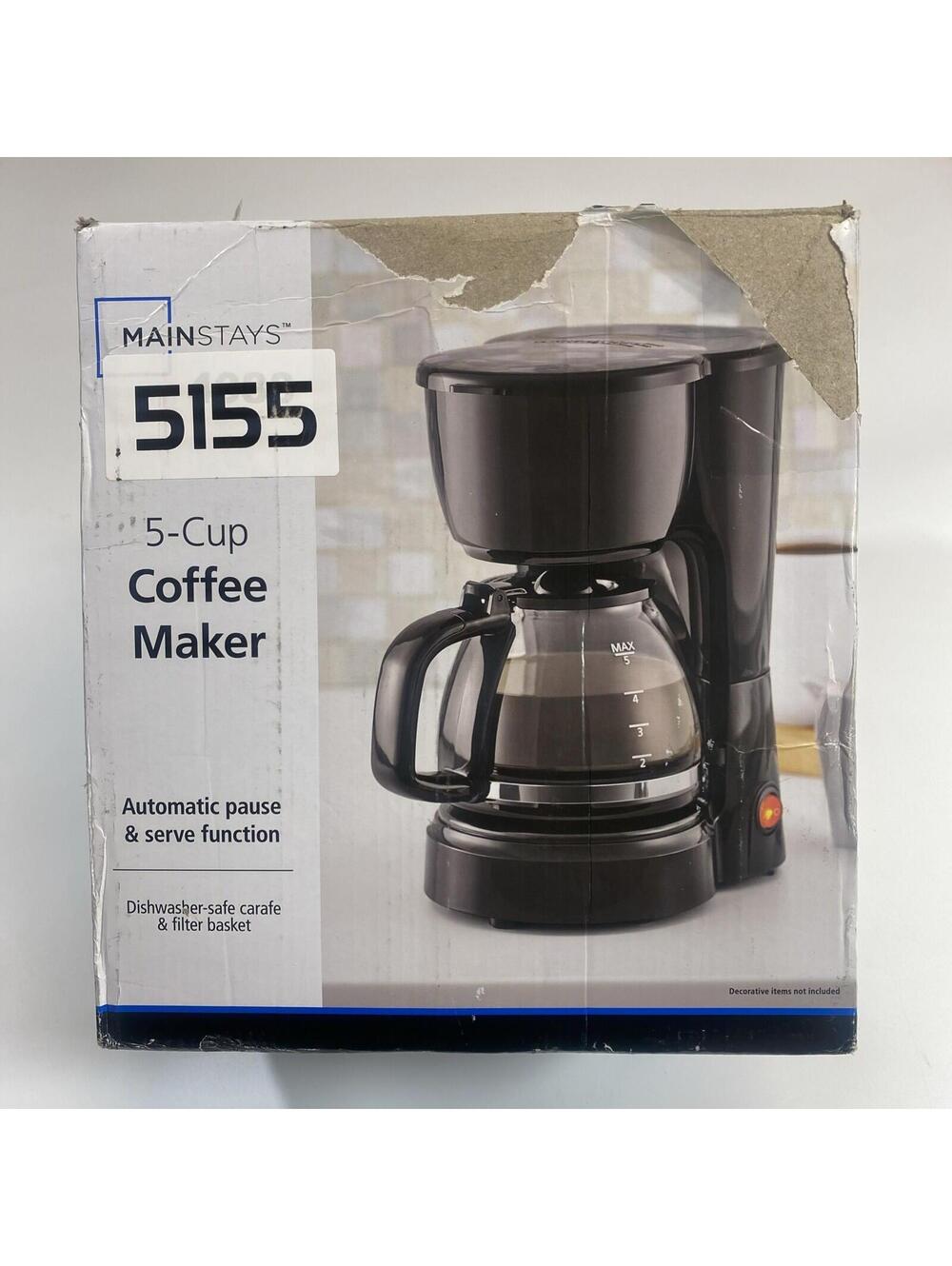 Mainstays Black 5-Cup Drip Coffee Maker Black Used Automatic Serve Pause 511400